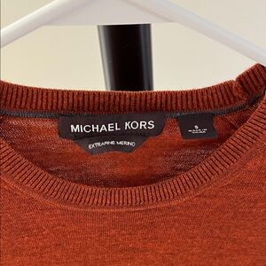 Michael Kors Men's Burnt Orange Crewneck Extra Fine Merino Wool Sweater